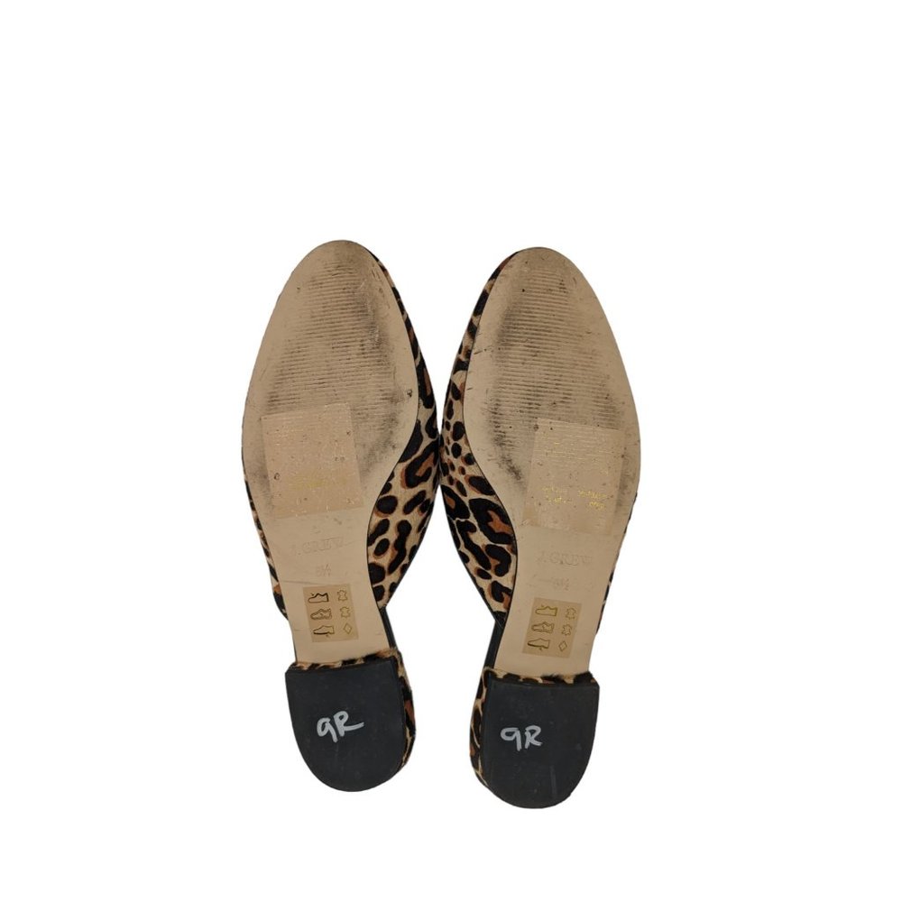 J.Crew Collection Piped Loafer Mules Calf Hair Leopard Print Size 8.5 - Picture 9 of 10